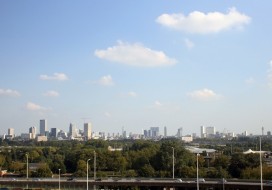 Skyline Rotterdam vanaf het Kleinpolderplein